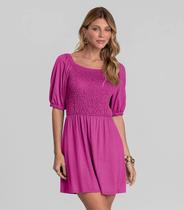Vestido Curto Feminino em Visco Maquinetada Dianna Rosa