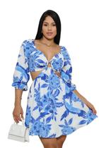 Vestido Curto Feminino Estampado Com Short Por Baixo Vestido Curto Feminino Estampado Com Short Por Baixo