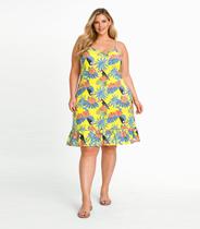 Vestido Curto Feminino Estampado Plus Size Select Amarelo Vestido Curto Feminino Estampado Plus Size Select Amarelo