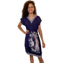 Vestido Curto Feminino Estampado Saida de Praia Moda indiana