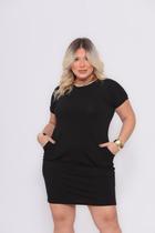 Vestido Curto Feminino Liso Malha Bolso Moda Plus Size Vestido Curto Feminino Liso Malha Bolso Moda Plus Size