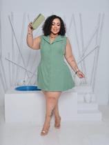 Vestido Curto Feminino Plus Size com Botões Funcionais Verão Vestido Curto Feminino Plus Size com Botões Funcionais Verão
