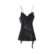 Vestido Curto Feminino Slim Fit Com Lantejoulas Estilo Europeu-Americano Verão Novo Temperamento