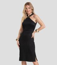 Vestido Curto Feminino Texturizado Fluído Dianna Preto Vestido Curto Feminino Texturizado Fluído Dianna Preto