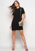 Vestido Curto Gola Redonda Preto Salvatore Fashion