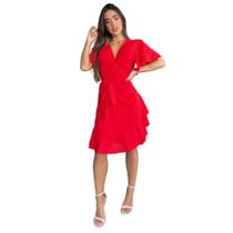 Vestido Curto Heloisa Envelope Viscose Manga Curta Soltinho