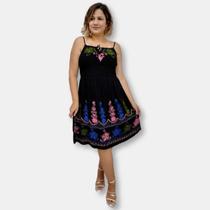 Vestido Curto Indiano Alça Regulável Estonado Bordado A272 Vestido Curto Indiano Alça Regulável Estonado Bordado A272