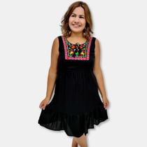 Vestido Curto Indiano Regata Liso com Bordados 390