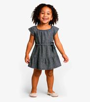 Vestido Curto Infantil Com Cinto De Algodão Select Preto