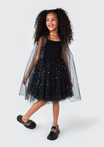 Vestido Curto Infantil Em Tule Com Brilhos