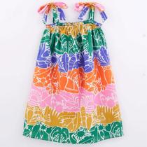 Vestido Curto Infantil Fábula Jaguarainbow Colorido