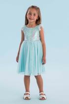 Vestido Curto Infantil Festa em Tule Azul Mon Sucré