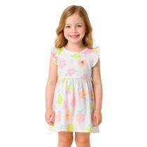 Vestido Curto Infantil Menina Florido Manga Com Babado Brandili