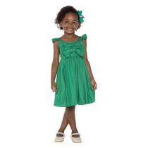 Vestido Curto Infantil Menina Laço Verde Soltinho Fresquinho