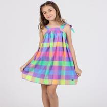 Vestido Curto Infantil Siri Kids Zoe Xadrez Sweet Colors