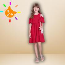 Vestido curto infantil texturizado com babados - ALAKAZOO