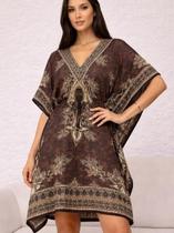 Vestido Curto Kaftan Indiano Estampado