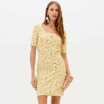 Vestido Curto Lança Perfume Canelado Ve26 Amarelo Feminino
