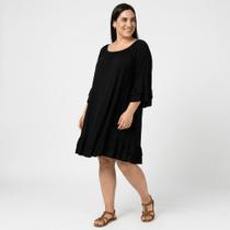 Vestido Curto Liso Malha Premium Ciganinha e Babados - Vestido Curto Liso Malha Premium Ciganinha e Babados -