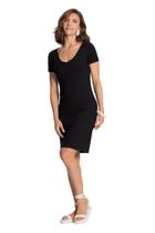 Vestido Curto Lunender Malha Canelada Preto
