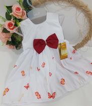 Vestido Curto Luxo Bebê Menina Verão Estampado Laço Vestido Curto Luxo Bebê Menina Verão Estampado Laço