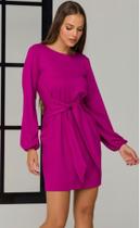 Vestido Curto Manga Longa Rosa Forte CHOPPER JEANS