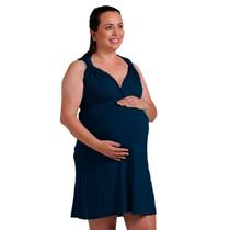 Vestido curto marinho gestante para amamentar decote v ajustavel Vestido curto marinho gestante para amamentar decote v ajustavel