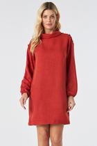Vestido Curto PKS Com Botões Ombro Terracota
