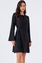 Vestido Curto PKS Com Transpasse Lateral Preto