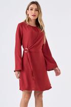 Vestido Curto PKS Com Transpasse Lateral Terracota