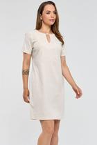 Vestido Curto PKS Linho Natural Vestido Curto PKS Linho Natural