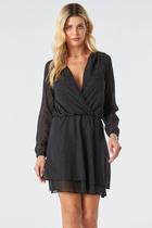 Vestido Curto PKS Manga Longa Fios Lurex Preto