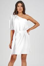Vestido Curto PKS Um Ombro Só Branco