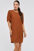 Vestido Curto PKS Viscose Com Cinto Marrom