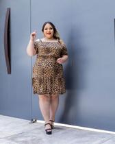 Vestido Curto Plus Size Ciganinha Manga Aberta No Ombro