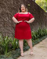 Vestido Curto Plus Size Ciganinha Manga Aberta No Ombro