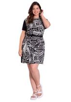 Vestido curto plus size estampado retilínea lunender 35231