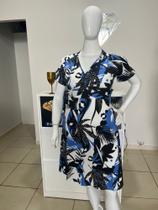 Vestido Curto Plus Size Moda Evangélica Malha Canelada Estampa Exclusiva Veste 44/46