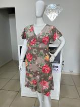 Vestido Curto Plus Size Moda Evangélica Malha Canelada Estampa Exclusiva - Veste 48/50