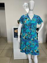 Vestido Curto Plus Size Moda Evangélica Malha Canelada Estampa Exclusiva - Veste 48/50