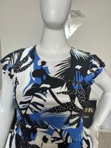 Vestido Curto Plus Size Moda Evangélica Malha Canelada Estampa Exclusiva - Veste 48/50