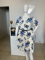 Vestido Curto Plus Size Moda Evangélica Malha Canelada Estampa Exclusiva - Veste 50/52