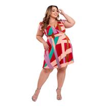 Vestido Curto Plus Size Rodado Soltinho Suede Manga Curta