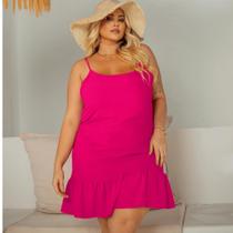 Vestido Curto Plus Size Vermelho Ciganinha Natal Alça Ajustável Regata Casual Vestido Curto Plus Size Vermelho Ciganinha Natal Alça Ajustável Regata Casual