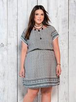 Vestido Curto, Plus Size, Viscose, Estampado, Até 50 Vestido Curto, Plus Size, Viscose, Estampado, Até 50