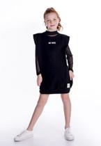 Vestido Curto Preto Moletom Infantil Mylu