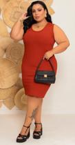 Vestido curto regata canelado Plus size tubinho casual