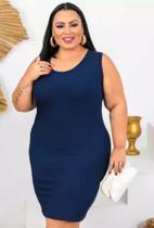 Vestido curto regata canelado Plus size tubinho casual