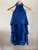 Vestido Curto Rodadinho Delicado Liso Casual Com Babado