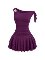 Vestido curto roxo sem ombros e sem mangas Floerns